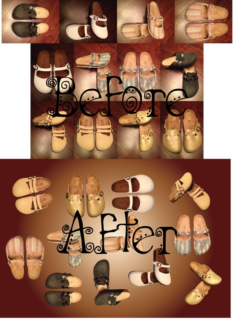 beforeafter slippers on wood